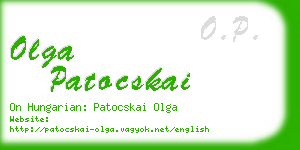 olga patocskai business card